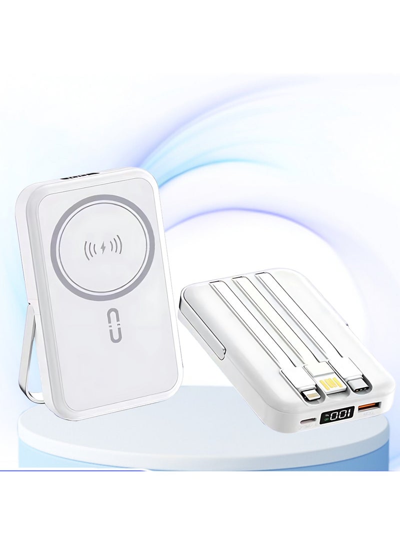 xinzhen PB186 10000mAh Magnetic Power Bank - Ultra Slim, 22.5W Fast Charging, Digital LED Display, Waterproof, Wireless Charging, Portable Power Station White  - Image 1