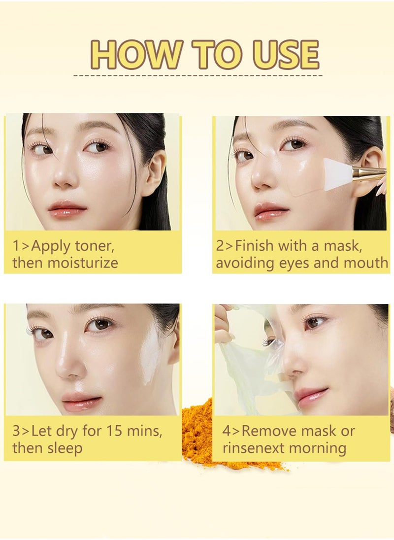 KOEC - Turmeric Overnight Wrapping Peel Off Mask with Applicator ,Nourishes Dull with Hydrolyzed Collagen for Glowing Skin & Improved Elasticity,75ml - Image 1