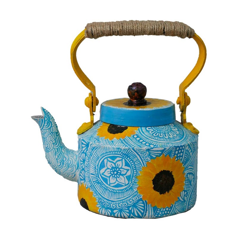 Penkraft RetroStyled Tea Kettle HandPainted with Pen Mandala Art - Image 1