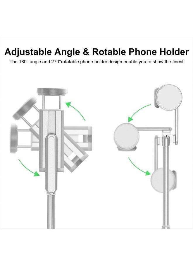 ATUMTEK - Selfie Stick Tripod, Extendable 3 in 1 Aluminum Selfie Stick with Bluetooth Remote and Tripod Stand 270 Rotation for iPhone 14/13/12/11 Pro/XS Max/XS/XR/X, Samsung and Smartphone White - Image 1