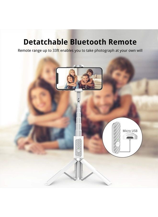 ATUMTEK - Selfie Stick Tripod, Extendable 3 in 1 Aluminum Selfie Stick with Bluetooth Remote and Tripod Stand 270 Rotation for iPhone 14/13/12/11 Pro/XS Max/XS/XR/X, Samsung and Smartphone White - Image 1
