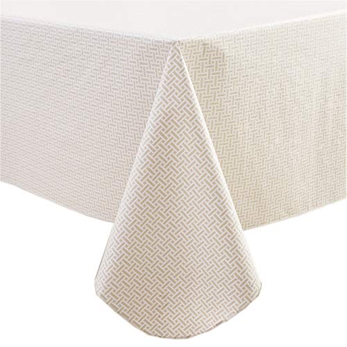 Pioggia Vinyl Tablecloth with Flannel Backed Waterproof OilProof PVC Table Cloth Wipeable SpillProof Plastic Table Cover for Indoor and OutdoorWeave 60 x 84 Inch Rectangle 
