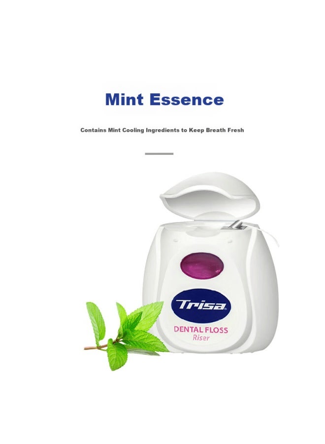Trisa Swiss Imported Expanding Dental Floss Premium Dental Floss Roll Toothpick Interdental Brush Mint Portable 40m - Image 1