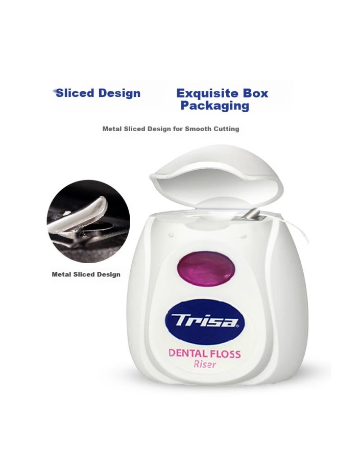Trisa Swiss Imported Expanding Dental Floss Premium Dental Floss Roll Toothpick Interdental Brush Mint Portable 40m - Image 2