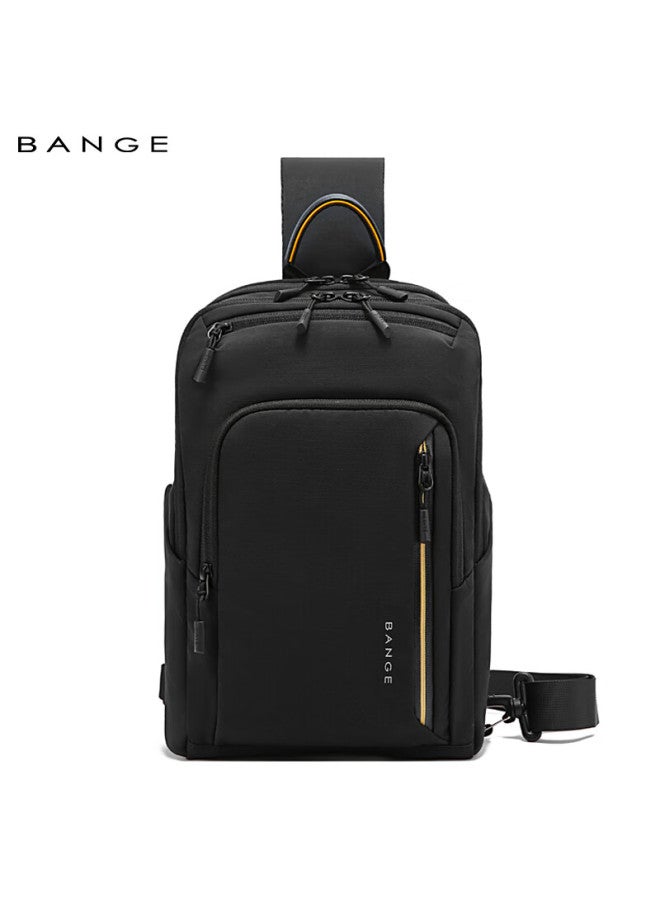 Bange Business Casual Commuter Chest Bag Zipper Crossbody Bag Men's Sports Large Capacity Tablet Shoulder Sling Bag 7868 Black - Image 5