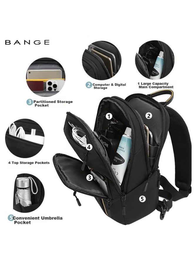 Bange Business Casual Commuter Chest Bag Zipper Crossbody Bag Men's Sports Large Capacity Tablet Shoulder Sling Bag 7868 Black - Image 1