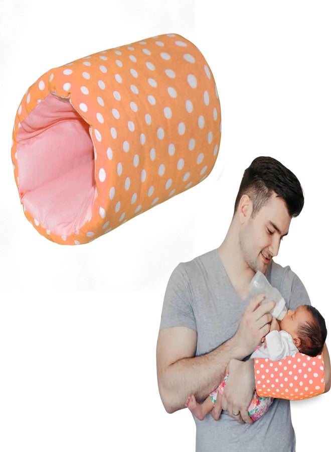 ParentsLap Baby Feeding Arm Pillow for New Born Nursing Pillow for Breast and Bottle Feeding Pillow (Polka dot) (Orange) - Image 1