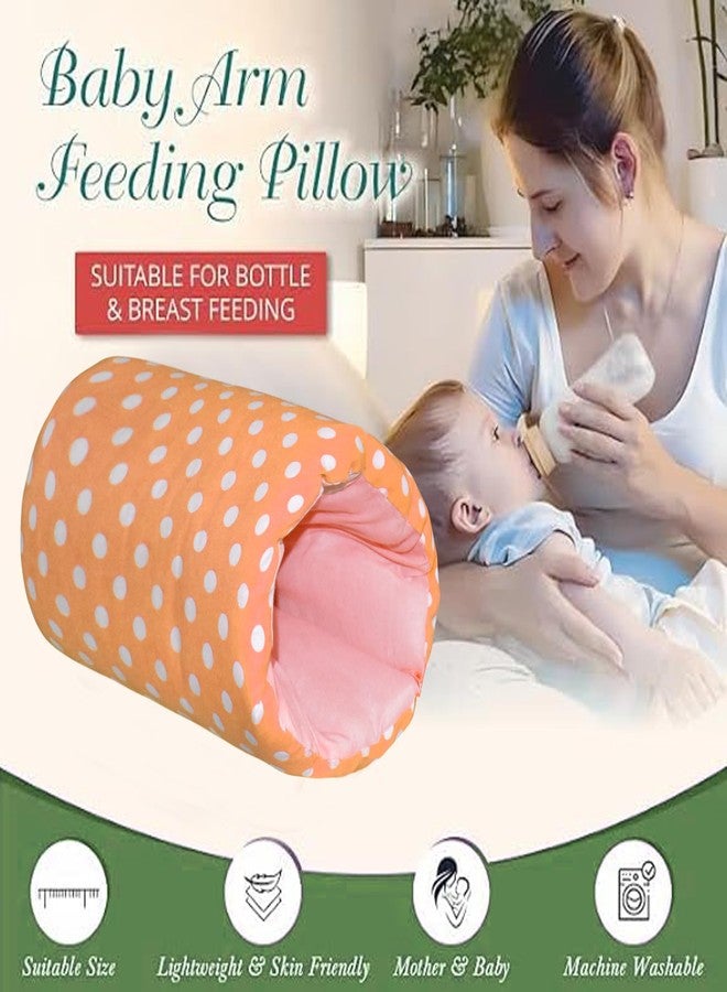 ParentsLap Baby Feeding Arm Pillow for New Born Nursing Pillow for Breast and Bottle Feeding Pillow (Polka dot) (Orange) - Image 4