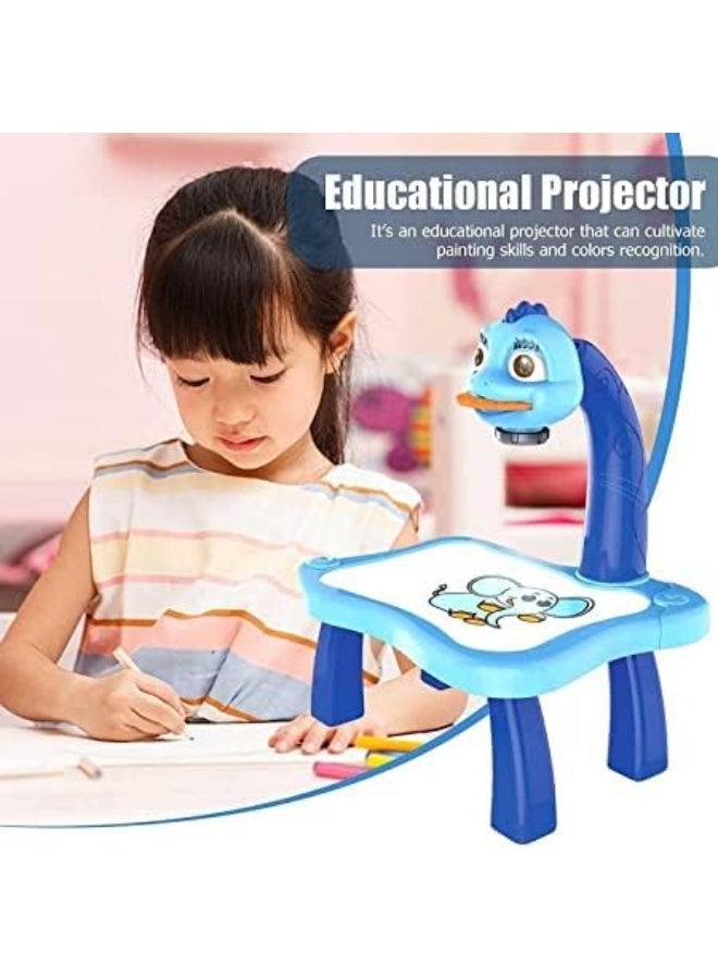 Drawing Projector Table for Kids Painting Table Toy Trace and Draw Projector Toy Painting Table Board Toy with Light & Music Educational Drawing Toys for Toddler Boys & Girls (Blue) - Image 4