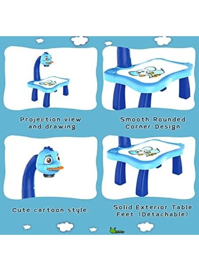 Drawing Projector Table for Kids Painting Table Toy Trace and Draw Projector Toy Painting Table Board Toy with Light & Music Educational Drawing Toys for Toddler Boys & Girls (Blue) - Image 5