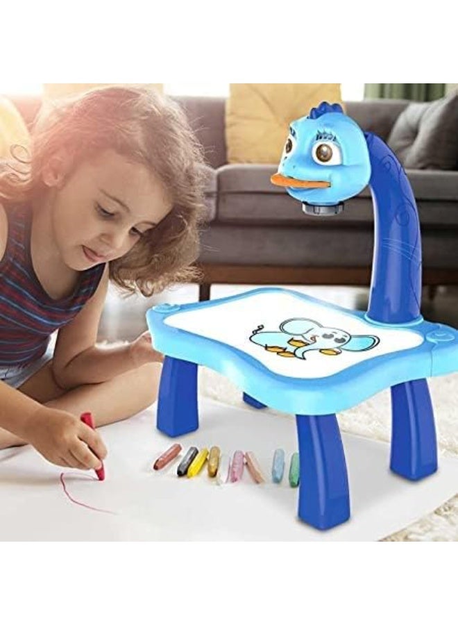 Drawing Projector Table for Kids Painting Table Toy Trace and Draw Projector Toy Painting Table Board Toy with Light & Music Educational Drawing Toys for Toddler Boys & Girls (Blue) - Image 2