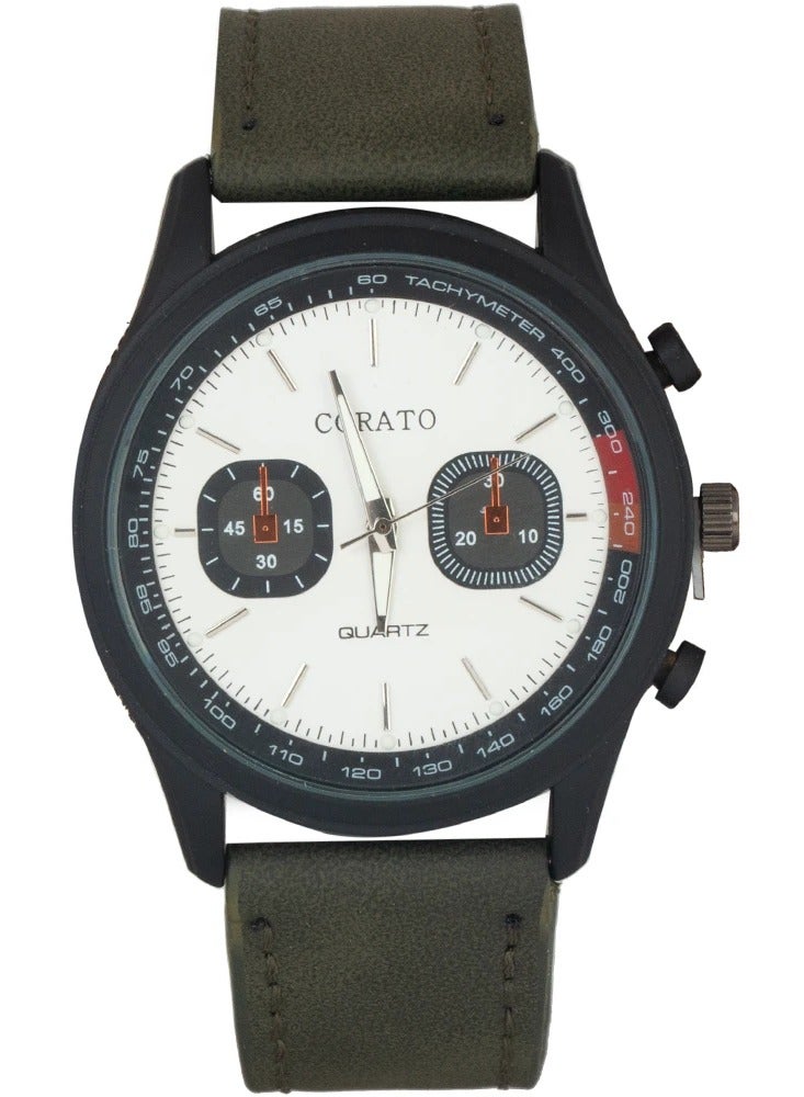 كوراتو ساعة كوراتو جلد الأخضر غامق كوارتزر - Image 1
