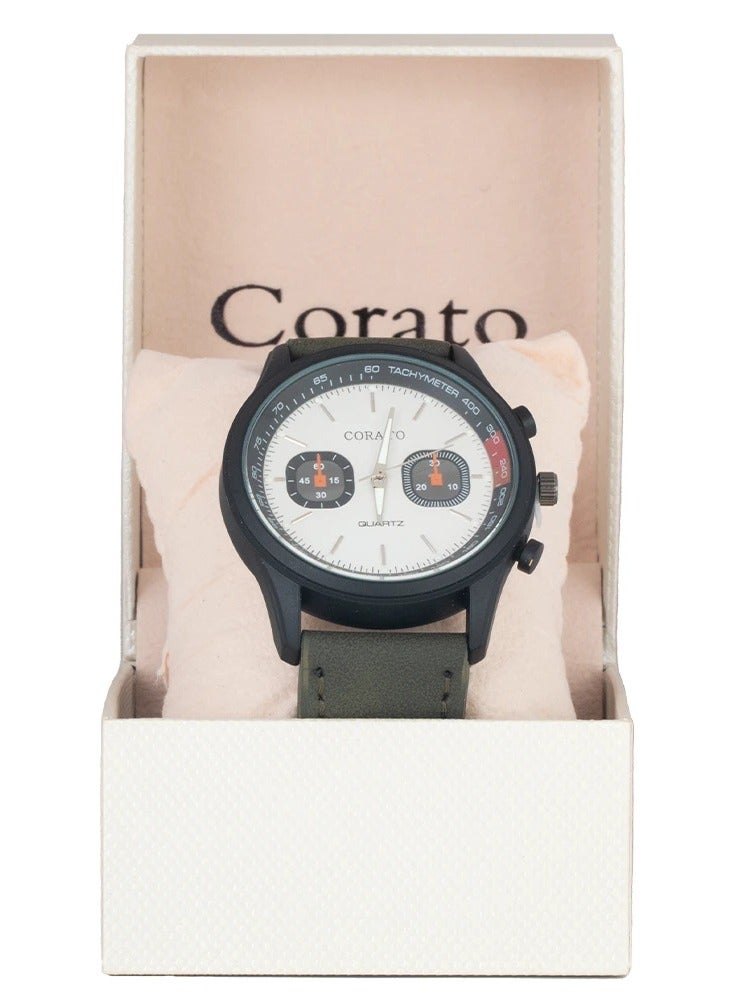 كوراتو ساعة كوراتو جلد الأخضر غامق كوارتزر - Image 3