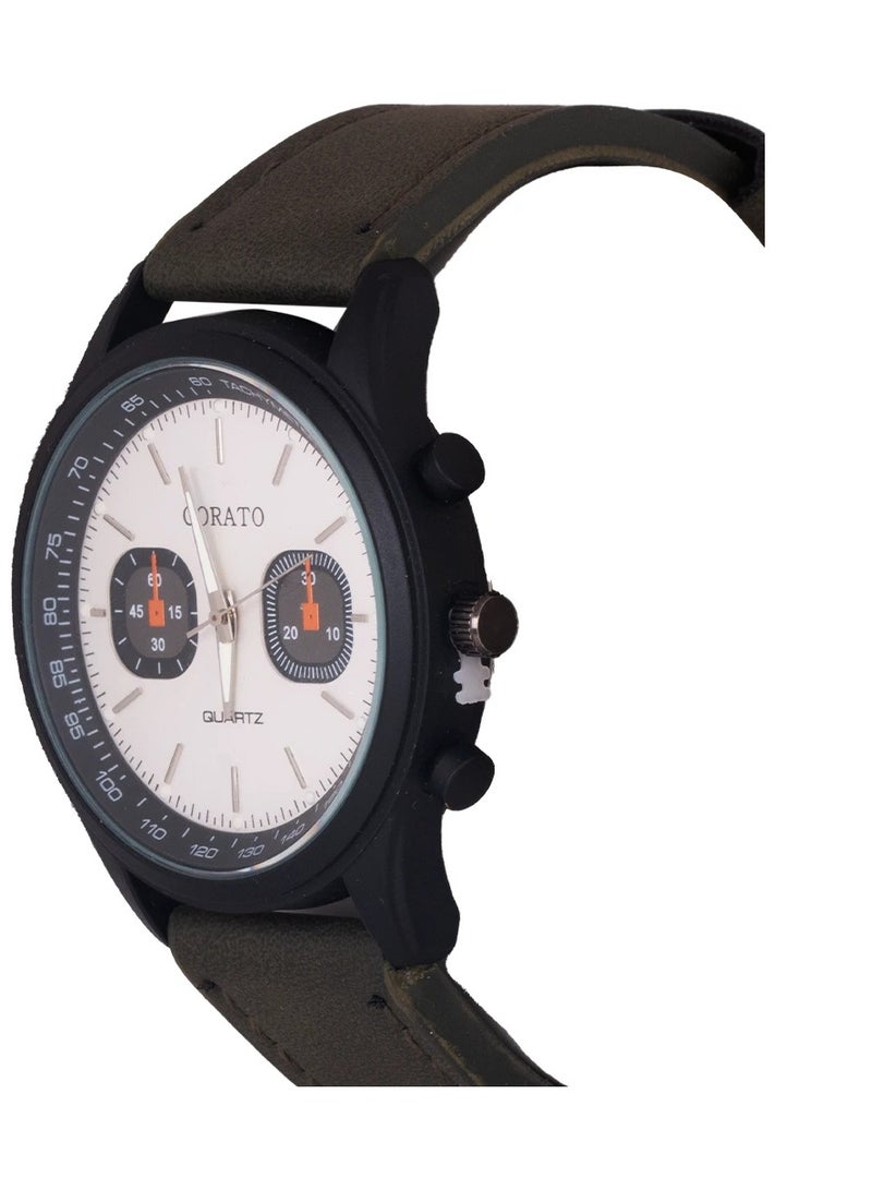 كوراتو ساعة كوراتو جلد الأخضر غامق كوارتزر - Image 2
