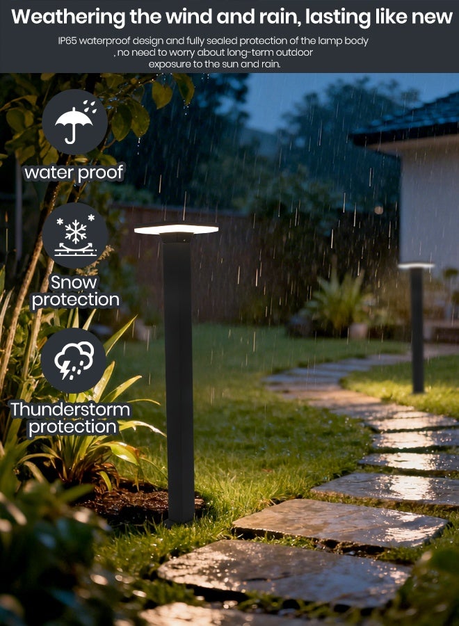 73Hours LED Outdoor Bollard Light, 80cm Modern Rectangular Black Aluminum Post Lamp, 3000K Warm Waterproof IP65 Pathway u0026 Garden Lighting for Villas, Parks, Commercial Areas,12W - Image 4