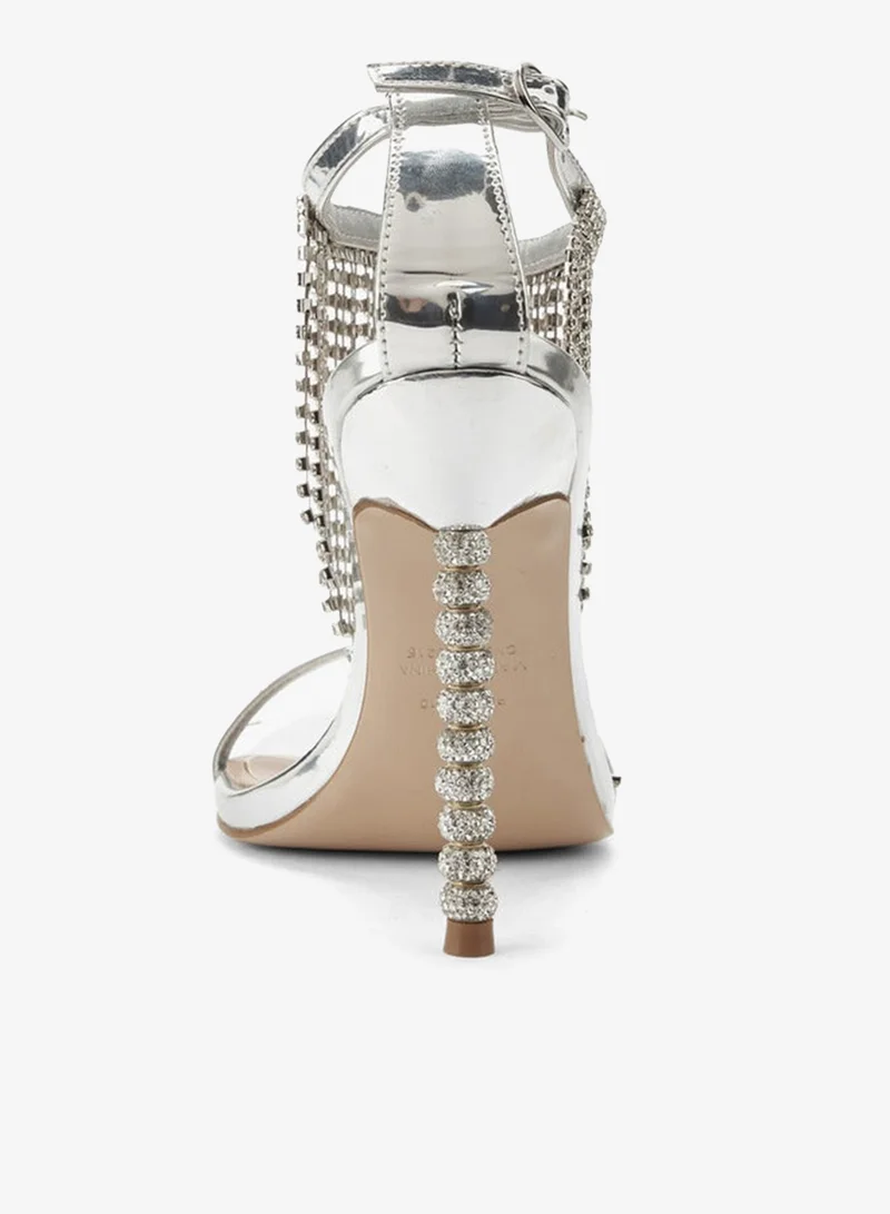 Celeste Silver Women Embellished Ankle Strap Sandals for Women | Best Price UAE