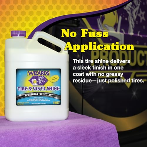 Wizards - Vinyl & Tire Shine Spray, Tire Dressing and Protectant, Professional Detail Spray, No Sling Off, Anti-static Car Detailing Spray, KeepingTires & Vinyls Look New, Car Care Products, 1 Gallon - Image 5
