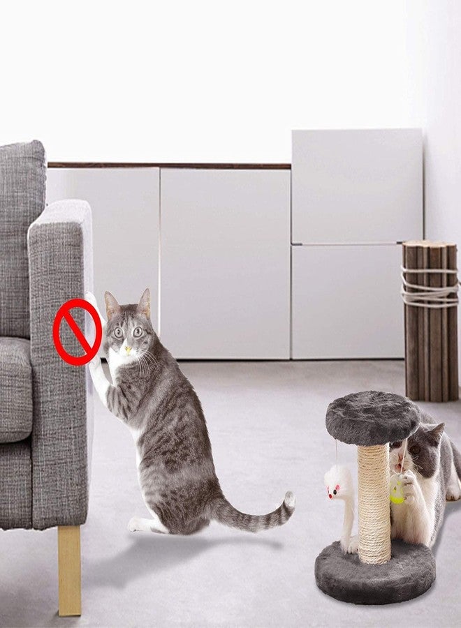 Cisila Cat Scratching Post and Small Cat Tree Natural Sisal Tower with Round Perch and Plush Ball Furniture Made for Small Cat, Kitten Relax Tree -Grey - Image 4