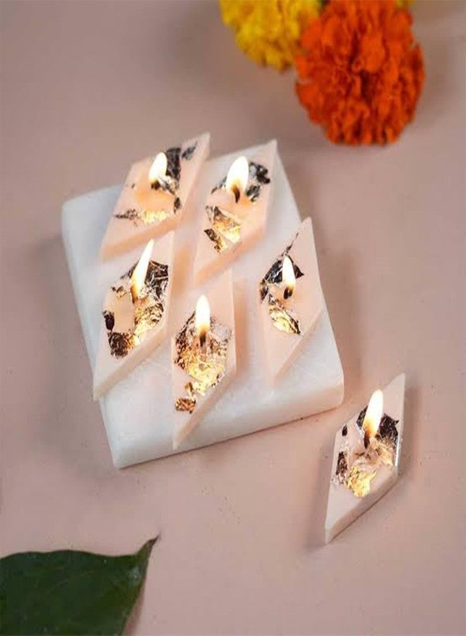 Moldberry Kaju Katli Candle Mold, 16-Cavity Diamond Shape Silicone Mould for Diwali Candles, Resin, Wax Melts & DIY Crafts | 11.6 x 6.9 Inch Non-Stick Multicolor Silicone Mould (Pack of 1) - Image 4