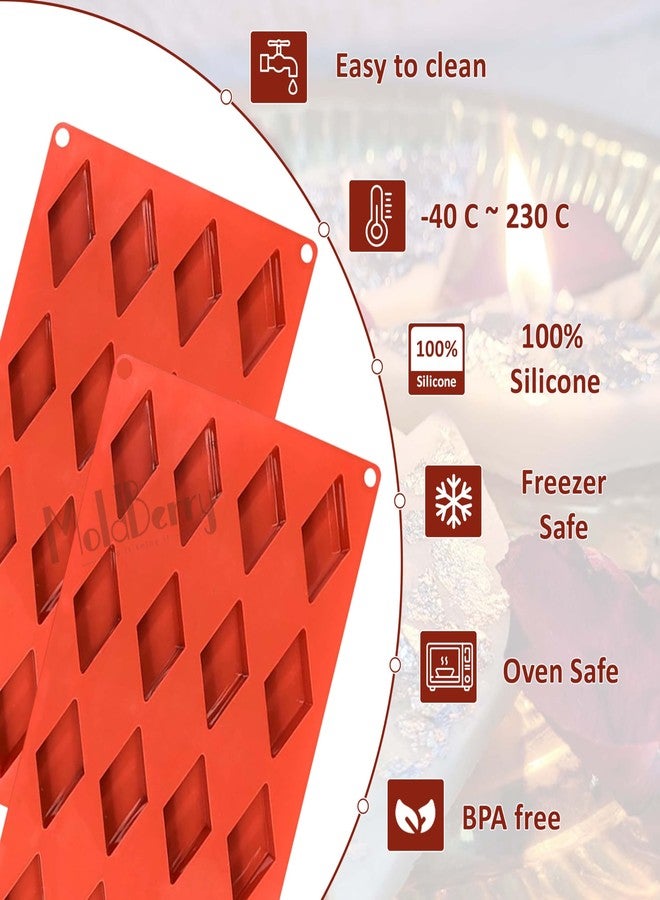 Moldberry Kaju Katli Candle Mold, 16-Cavity Diamond Shape Silicone Mould for Diwali Candles, Resin, Wax Melts & DIY Crafts | 11.6 x 6.9 Inch Non-Stick Multicolor Silicone Mould (Pack of 1) - Image 3