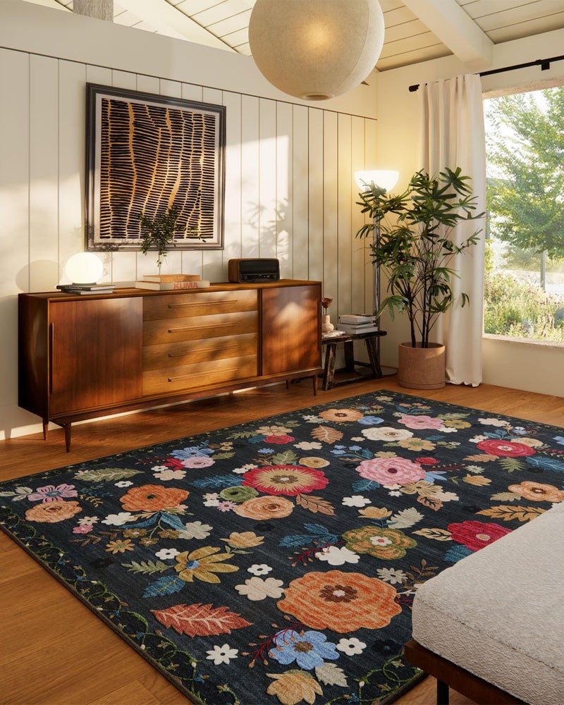 palohom 8x10 Area Rugs for Living Room: Washable Rug Non Slip Low Pile Soft Faux Wool Non Shedding Vintage Floral Large Carpet for Bedroom Dining Room Kitchen Nursery Under Table Home Office Farmhouse Indoor - Image 1