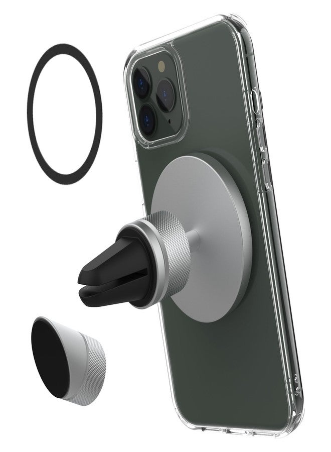 Just Mobile AluDisc Go 360°-Directional Magnetic Aluminum Strong Car Mount Holder Dashboard Vent for iPhone 15/14/13/12 Samsung Galaxy Note and All Phones (ST-510SI) - Image 1