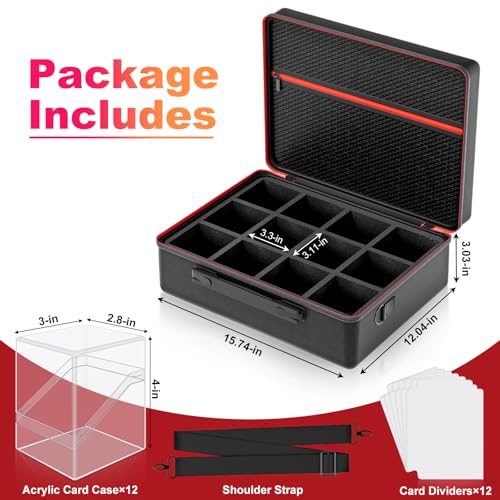 Proijeut Card Deck Box with Portable Case 12 Pack Clear Commander Deck Box with 12 Dividers Holds 1200 Double Sleeved Cards Fit for MTG YuGiOh TCG - Image 5