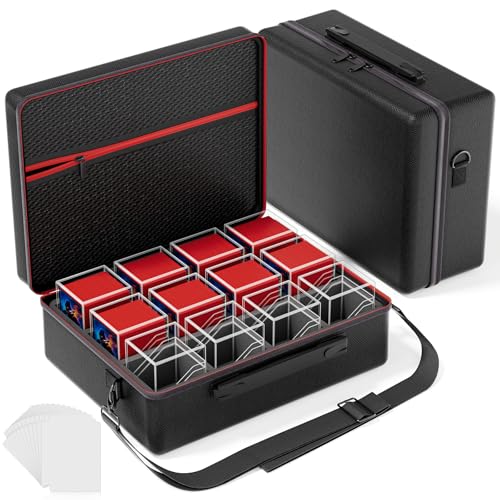 Proijeut Card Deck Box with Portable Case 12 Pack Clear Commander Deck Box with 12 Dividers Holds 1200 Double Sleeved Cards Fit for MTG YuGiOh TCG - Image 1
