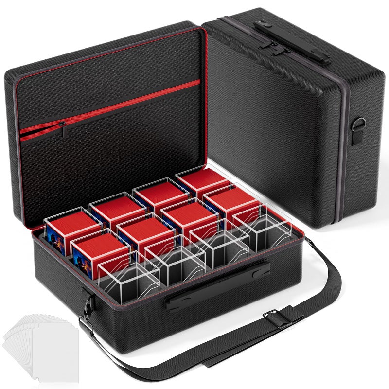 Proijeut Card Deck Box with Portable Case 12 Pack Clear Commander Deck Box with 12 Dividers Holds 1200 Double Sleeved Cards Fit for MTG YuGiOh TCG - Image 2