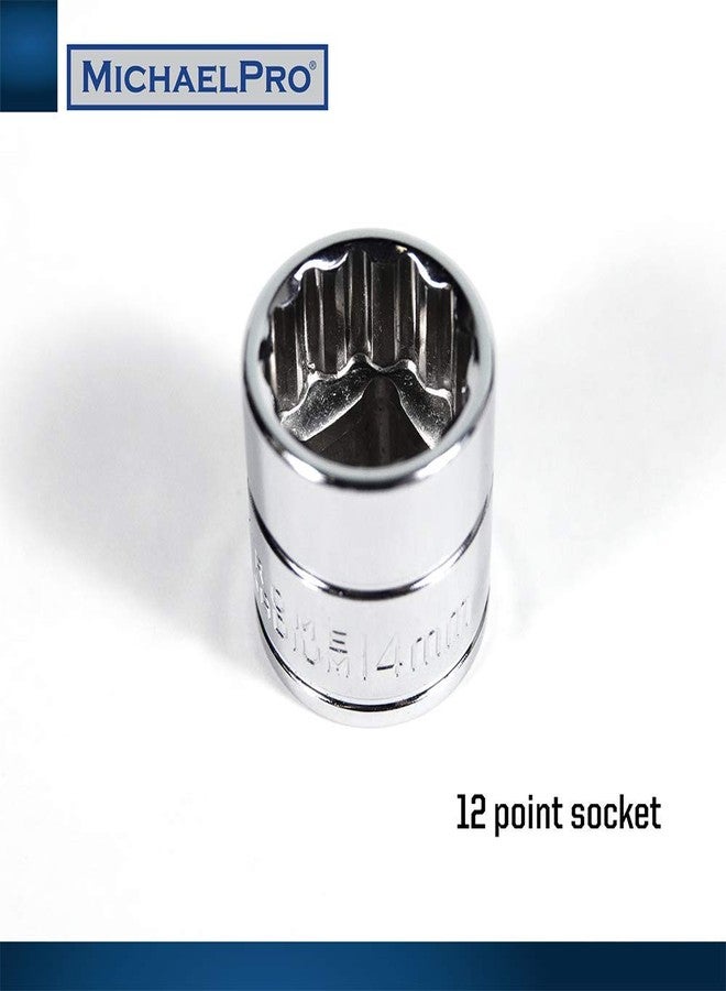 MichaelPro مجموعة مفاتيح ربط مقابس مايكل برو MP001001، مقاس 3/8 بوصة، مكونة من 20 قطعة، مقبس 12 نقطة بمقاس SAE والقياس المتري - مع مقبض مفتاح ربط مرن قابل للعكس ومنخفض الارتفاع، وقضيب تمديد وصينية من مادة إي في إيه، باللون الأحمر - Image 5