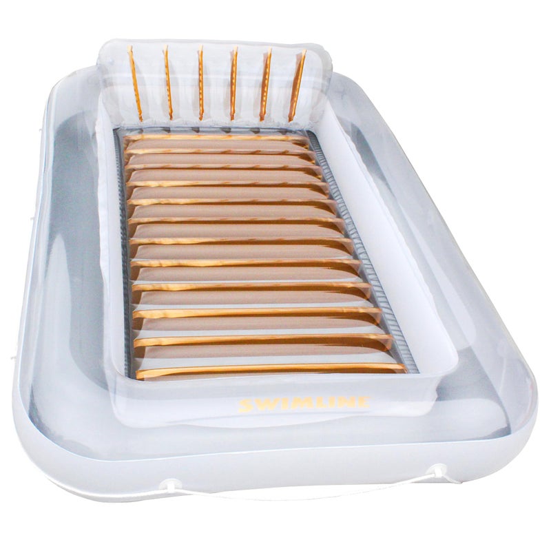 SWIMLINE Suntan Tub Classic Inflatable Tanning Lounge Float with Adjustable Pillow  Pool Lake River or Beach Raft with Rope  Patch 70 White  Gold 1Pack - Image 2