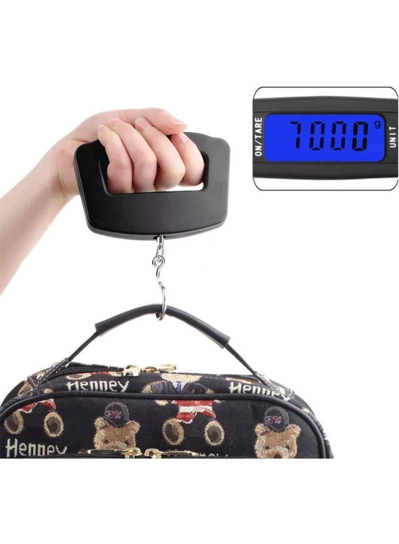 Portable digital scale for weighing bags and luggage - up to 50 kg / 110 lbs. Illuminated LCD screen for easy weight reading in any lighting conditions. High accuracy for measuring luggage, bags, and even fish precisely and quickly. - Image 2