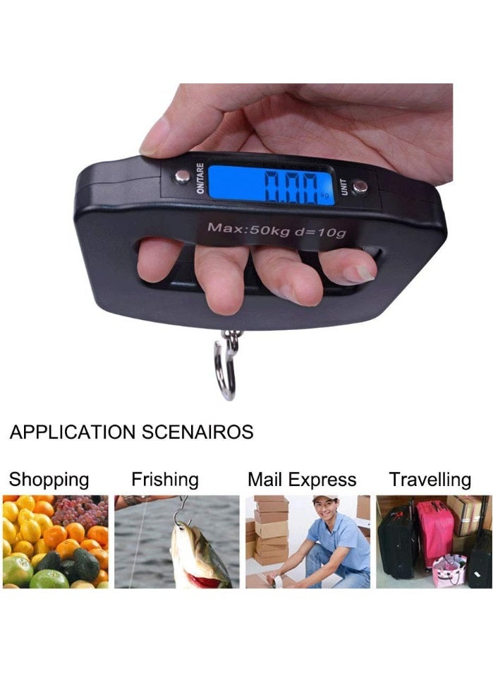 Portable digital scale for weighing bags and luggage - up to 50 kg / 110 lbs. Illuminated LCD screen for easy weight reading in any lighting conditions. High accuracy for measuring luggage, bags, and even fish precisely and quickly. - Image 5