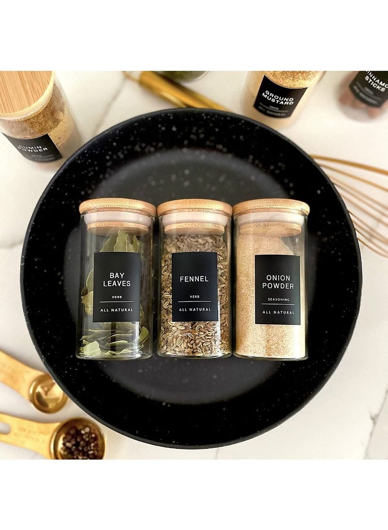 QUESERA 140 Spice Jar Labels: Minimalist Matte Black Sticker White Text. Waterproof Stickers. Organization for Jars Bottles Containers Bins - Image 2