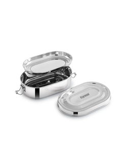 Expresso Expresso Steel Tiffin Box for Office | Stainless Steel Lunch Box, 600 ML with Inner Plate | Traditional Design Glossy Finish Steel Box in Silver  - Image 5