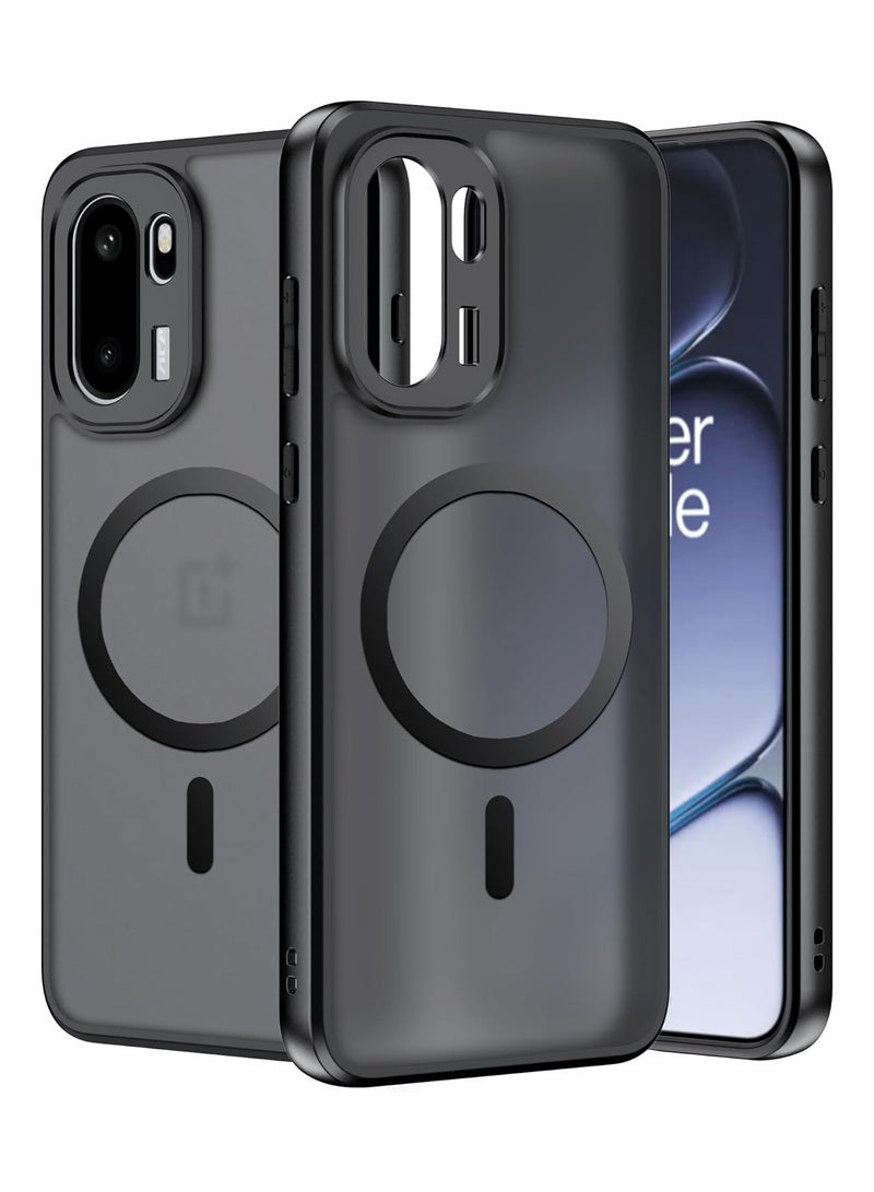 Adando Magnetic Case for OnePlus  15R Case: TPU+PC Matte Translucent Frosted Anti-Fingerprint Shockproof Protective Cover (Matte Black) - Image 1