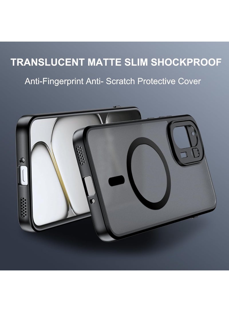 Adando Magnetic Case for OnePlus  15R Case: TPU+PC Matte Translucent Frosted Anti-Fingerprint Shockproof Protective Cover (Matte Black) - Image 3