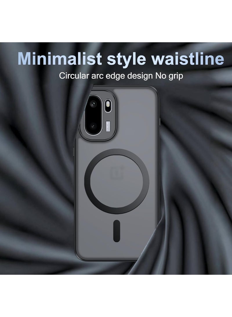 Adando Magnetic Case for OnePlus  15R Case: TPU+PC Matte Translucent Frosted Anti-Fingerprint Shockproof Protective Cover (Matte Black) - Image 5