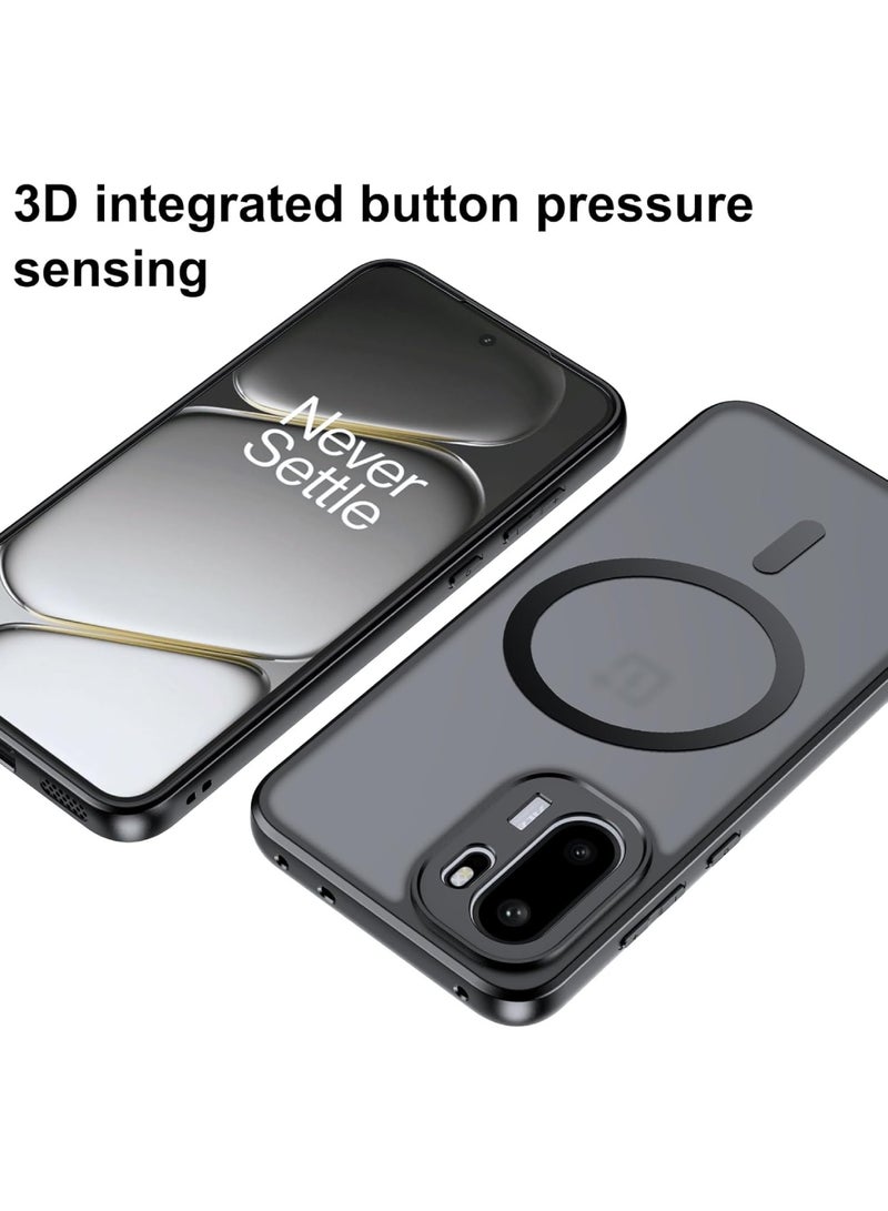 Adando Magnetic Case for OnePlus  15R Case: TPU+PC Matte Translucent Frosted Anti-Fingerprint Shockproof Protective Cover (Matte Black) - Image 4
