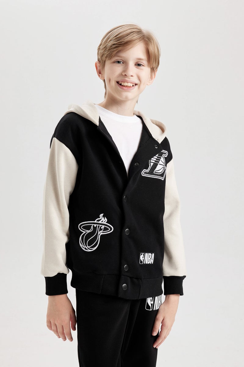 DeFacto Boy NBA Current Teams Hooded Snap Light Bomber Jacket  - Image 5