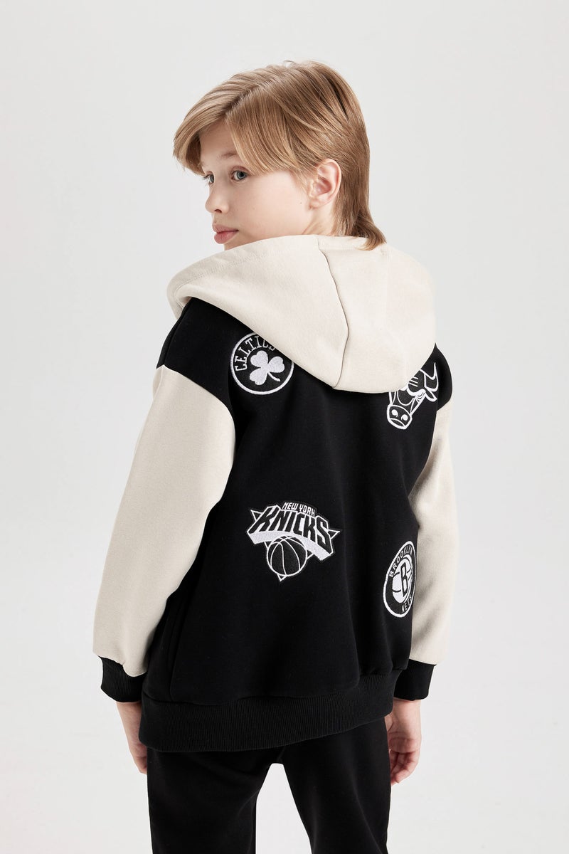 DeFacto Boy NBA Current Teams Hooded Snap Light Bomber Jacket  - Image 4
