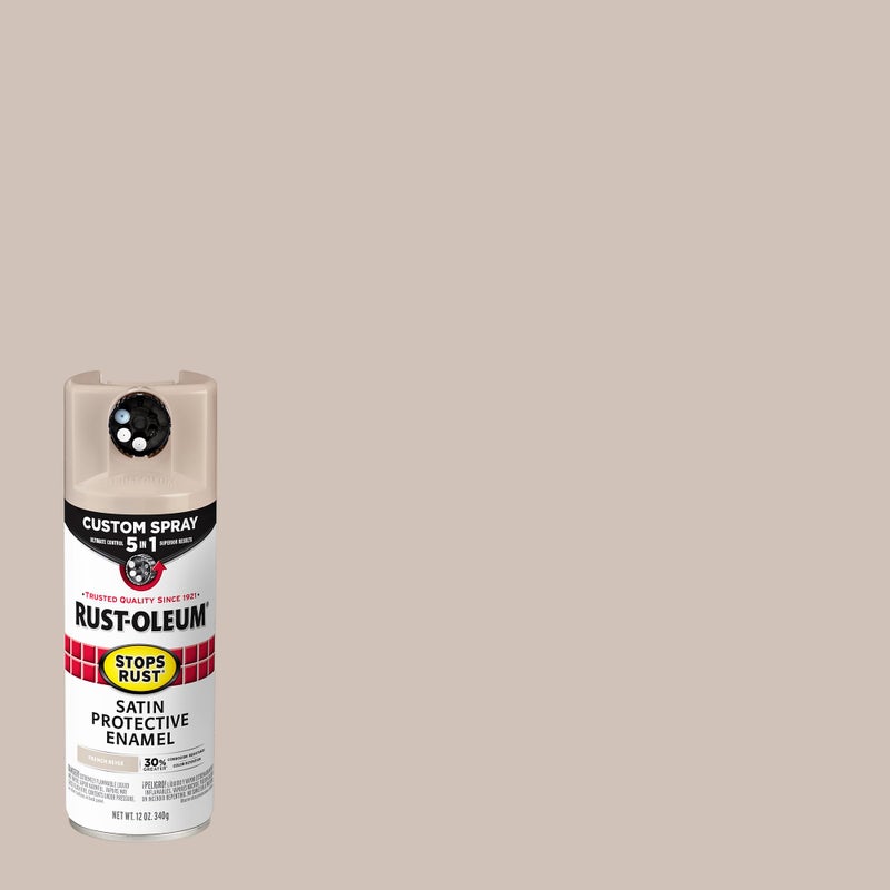Rust-Oleum 376879 Stops Rust Custom Spray 5-in-1 Spray Paint, 12 oz, Satin French Beige - Image 1