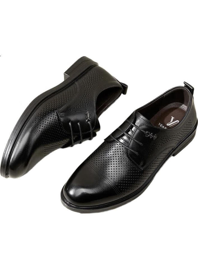 YEARCON Men'S Business Formal Shoes Men'S Business Leather Shoes Fashion Punching Wedding Shoes 53449W Black 41 - Image 1