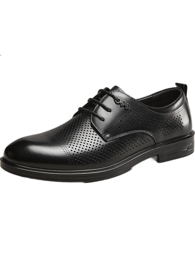 YEARCON Men'S Business Formal Shoes Men'S Business Leather Shoes Fashion Punching Wedding Shoes 53449W Black 41 - Image 3