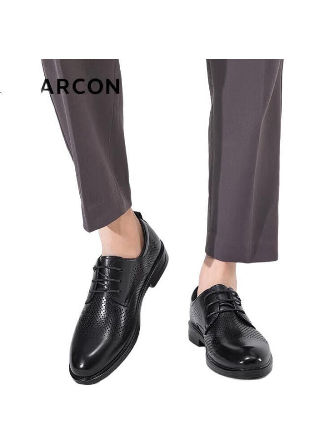 YEARCON Men'S Business Formal Shoes Men'S Business Leather Shoes Fashion Punching Wedding Shoes 53449W Black 41 - Image 2