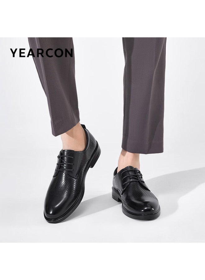 YEARCON Yierkang Men's Business Formal Shoes Men's Business Leather Shoes Fashion Punching Wedding Shoes 53449w Black 41 - Image 2