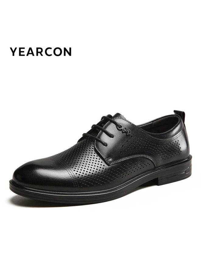 YEARCON Yierkang Men's Business Formal Shoes Men's Business Leather Shoes Fashion Punching Wedding Shoes 53449w Black 41 - Image 3