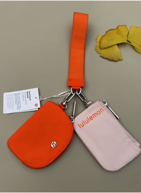 Dual Pouch Wristlet Wallet, Mini Zip-Around Coin Purse with Double Pockets, Compact and Convenient for Organizing Small Essentials On the Go