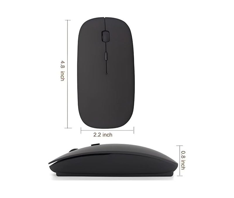 Mouse W10 Dual model Mouse Wireless and Bluetooth RGB Silent Click Matte texture Slim and Ergonomic Design for MacBook Pro, Air, Laptop, PC, iPad Pro, Computer, Smart Al Charging USB-C, Black - Image 2