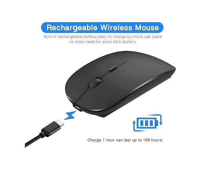 Mouse W10 Dual model Mouse Wireless and Bluetooth RGB Silent Click Matte texture Slim and Ergonomic Design for MacBook Pro, Air, Laptop, PC, iPad Pro, Computer, Smart Al Charging USB-C, Black - Image 3